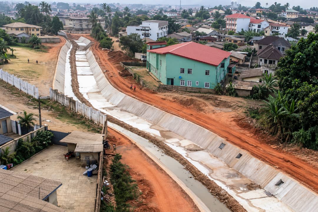 Urban drainage infrastructure under construction